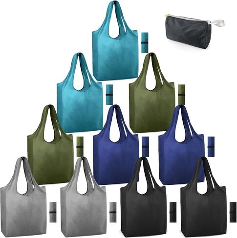 BeeGreen Gifts for Cat Lovers 6 Pack Cats Reusable Grocery Bags with Elastic Band Reusable Shopping Bags Bulk 50LBS X-Large Foldable-Machine Washable-Heavy Duty in Kuwait