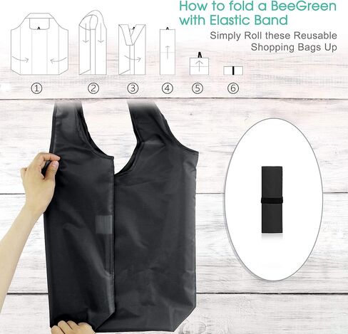 BeeGreen Gifts for Cat Lovers 6 Pack Cats Reusable Grocery Bags with Elastic Band Reusable Shopping Bags Bulk 50LBS X-Large Foldable-Machine Washable-Heavy Duty in Kuwait