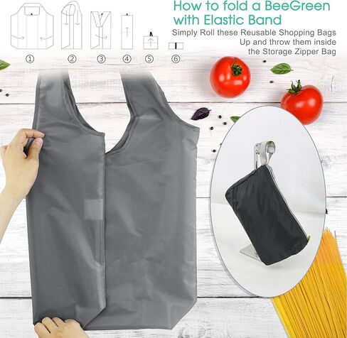 BeeGreen Gifts for Cat Lovers 6 Pack Cats Reusable Grocery Bags with Elastic Band Reusable Shopping Bags Bulk 50LBS X-Large Foldable-Machine Washable-Heavy Duty in Kuwait