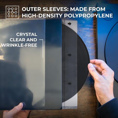 BIG FUDGE Inner & Outer Vinyl Record Sleeves Bundle 100pcs - 12 inch x 50pcs Anti Static & Acid Free Archival Rice Paper Inner Sleeves - 12" x50pcs High-Density Polypropylene Album Covers in Saudi Arabia