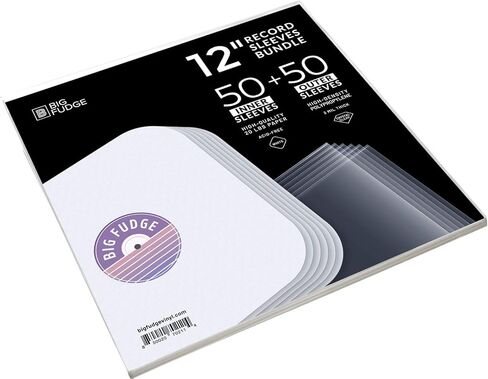 BIG FUDGE Inner & Outer Vinyl Record Sleeves Bundle 100pcs - 12 inch x 50pcs Anti Static & Acid Free Archival Rice Paper Inner Sleeves - 12" x50pcs High-Density Polypropylene Album Covers in Kuwait