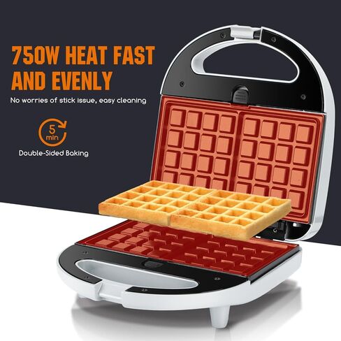 Aigostar Sandwich Maker Panini Press Grill, 3 in 1 Waffle Maker with Removable Non-stick Plates, Electric Grilled Cheese Maker, Portable Cool Touch Handle, Led Indicator Lights & Easy to Clean, 750W in Saudi Arabia