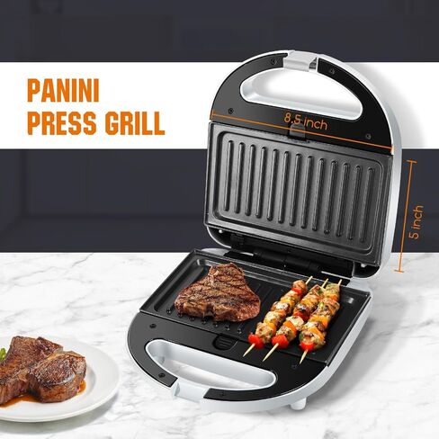 Aigostar Sandwich Maker Panini Press Grill, 3 in 1 Waffle Maker with Removable Non-stick Plates, Electric Grilled Cheese Maker, Portable Cool Touch Handle, Led Indicator Lights & Easy to Clean, 750W in Saudi Arabia