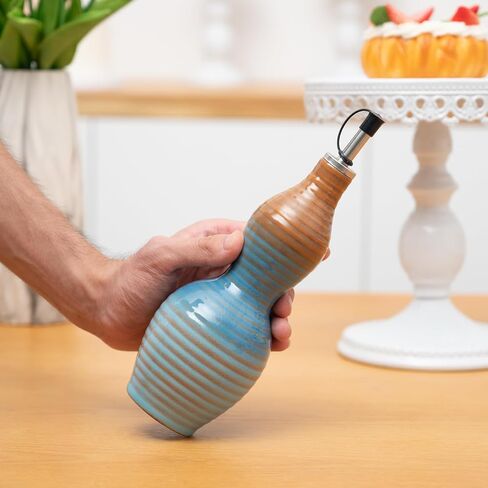 Ceramic Olive Oil Dispenser Handmade Pottery Bottle Small Container for Olive Oil Vinegar and Soy Sauce Ergonomic Kitchen Holder Elegant Cooking Accessory Perfect for Home and Dining Table in Saudi Arabia