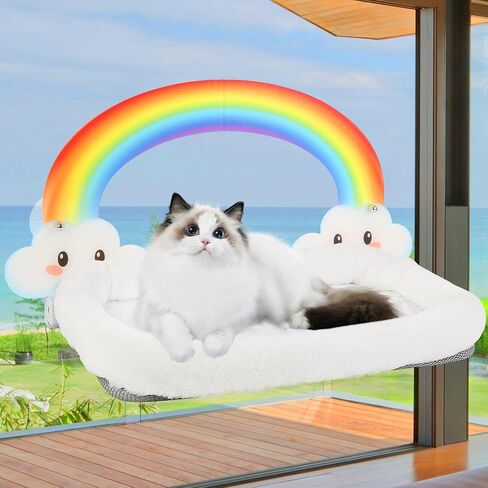 Realistic Rainbow Designed Cat Window Perch - Luxuriously Soft, Elegant Design, Cordless & Robust, Enhances Natural Beauty in Home in Saudi Arabia