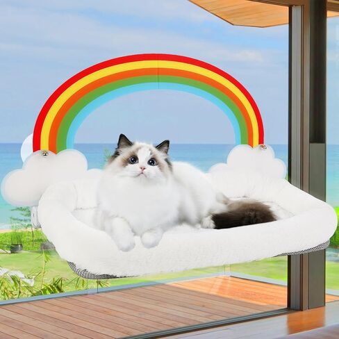 Realistic Rainbow Designed Cat Window Perch - Luxuriously Soft, Elegant Design, Cordless & Robust, Enhances Natural Beauty in Home in Saudi Arabia