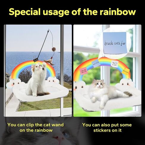 Realistic Rainbow Designed Cat Window Perch - Luxuriously Soft, Elegant Design, Cordless & Robust, Enhances Natural Beauty in Home in Saudi Arabia