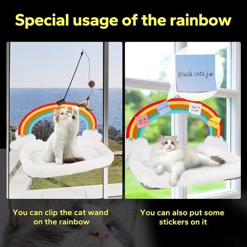 Realistic Rainbow Designed Cat Window Perch - Luxuriously Soft, Elegant Design, Cordless & Robust, Enhances Natural Beauty in Home in Saudi Arabia