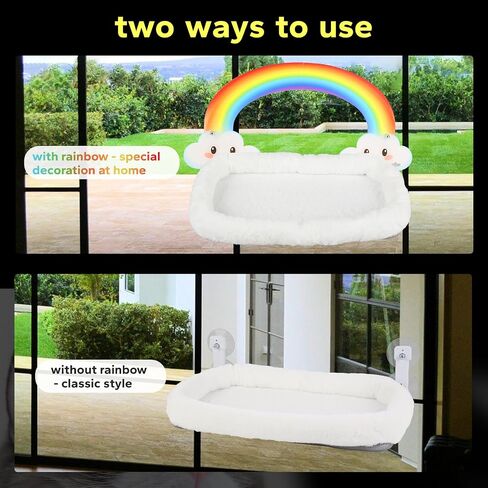 Realistic Rainbow Designed Cat Window Perch - Luxuriously Soft, Elegant Design, Cordless & Robust, Enhances Natural Beauty in Home in Saudi Arabia