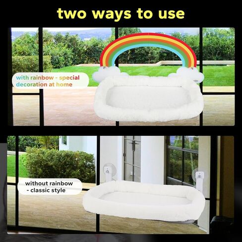 Realistic Rainbow Designed Cat Window Perch - Luxuriously Soft, Elegant Design, Cordless & Robust, Enhances Natural Beauty in Home in Saudi Arabia
