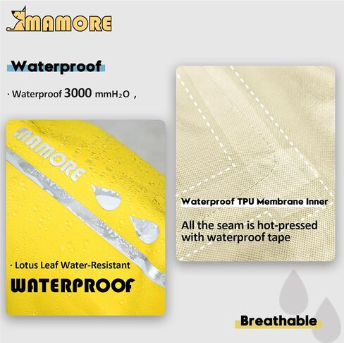 MAMORE Dog Raincoat and Waterproof Belly Vest 2pcs Sets, Wearable Separately, Poncho and Belly Cover for Small Medium Large Dogs, Adjustable Breathable Reflective Hood (Yellow-Male, Small) in Saudi Arabia