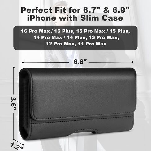 Phone Holster for iPhone 16 Pro Max, 15 Pro Max, 14 Pro Max 13 12 Pro Max Belt PU Leather - Cell Phone Belt Holder for iPhone 16 15 Plus for Men, Daily & Work Use, Yogdnra in Saudi Arabia