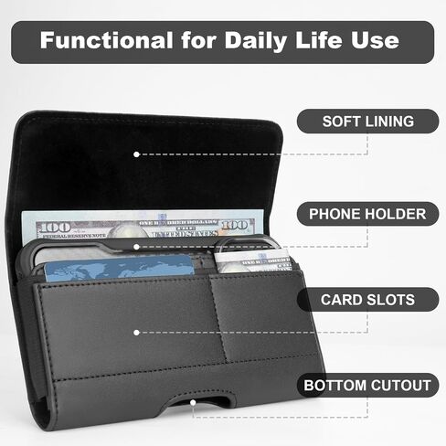 Phone Holster for iPhone 16 Pro Max, 15 Pro Max, 14 Pro Max 13 12 Pro Max Belt PU Leather - Cell Phone Belt Holder for iPhone 16 15 Plus for Men, Daily & Work Use, Yogdnra in Saudi Arabia