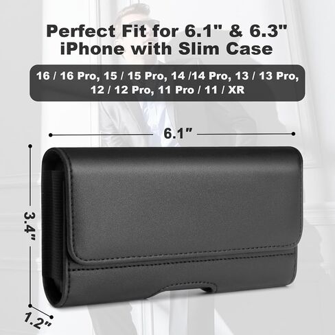 Phone Holster for iPhone 16 Pro Max, 15 Pro Max, 14 Pro Max 13 12 Pro Max Belt PU Leather - Cell Phone Belt Holder for iPhone 16 15 Plus for Men, Daily & Work Use, Yogdnra in Saudi Arabia