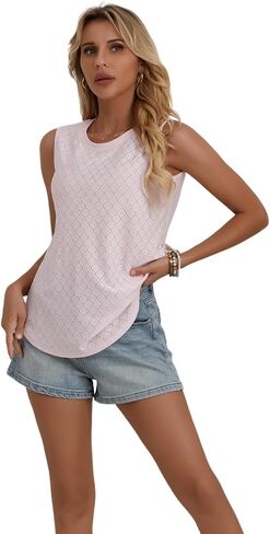Womens Fashion Tank Tops Crewneck Loose Fit Basic y2k Going Out Clothes Casual Summer Sleeveless Shirts for Women 2024 in Saudi Arabia