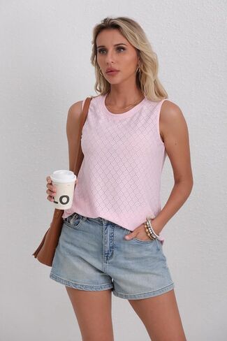 Womens Fashion Tank Tops Crewneck Loose Fit Basic y2k Going Out Clothes Casual Summer Sleeveless Shirts for Women 2024 in Saudi Arabia