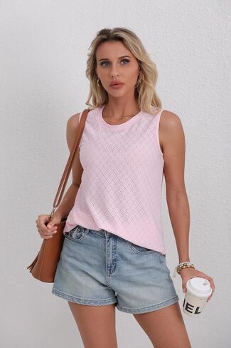 Womens Fashion Tank Tops Crewneck Loose Fit Basic y2k Going Out Clothes Casual Summer Sleeveless Shirts for Women 2024 in Saudi Arabia