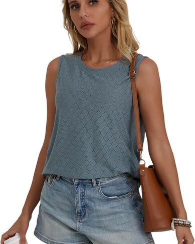 Womens Fashion Tank Tops Crewneck Loose Fit Basic y2k Going Out Clothes Casual Summer Sleeveless Shirts for Women 2024 in Saudi Arabia
