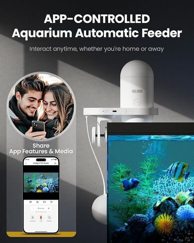 Automatic Fish Feeder with 2.5K Camera, WiFi/App Control, WOLMDS Moisture-Proof Vacation Food Dispenser | 2.4G Precision Feed System, Visual Monitor for Aquariums, Terrariums, Turtle Pens, Betta Tanks in Saudi Arabia