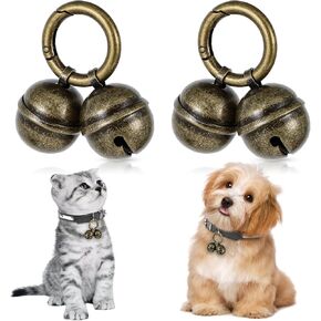 2Pcs Dog Bells for Pet Tracking, Bell for Dog Collar, Extra Loud Pet Tracker Training Bells, Copper Bells with Quick Clips, Collar Bells for Pets, Bronze Pet Collar, Dog Bells for Collar