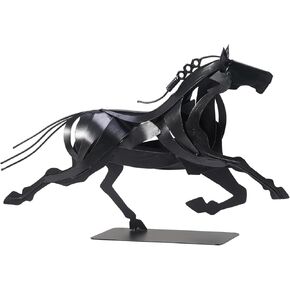 Running Horse Statue Sculpture, Unique Rustic Handmade Animal Statue Art, Metal Horse Figurines for Home Decor, Horse Gifts for Women Men (Black) in Kuwait