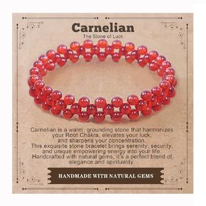 MANYC Handmade Yoga Stretch Bracelet with Natural Stone Crystals, 4mm Healing Energy Bracelet for Adults, Unisex Elastic Jewelry Gift (CRN)