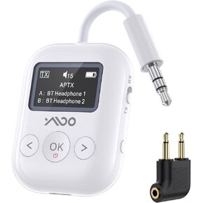 YMOO Upgraded Bluetooth 5.4 Transmitter Receiver for Airplane, Wireless Bluetooth Transmitter Travel Essentials, Supports to 2 AirPods/Headphones, 2-in-1 Adapter for Planes,TV, Gym,Car,Home Stereo