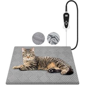 Pet Heating Pad for Dogs and Cats, Waterproof Dog Cat Heating Pad Indoor Heated Blanket Pet Cat Bed Pad with Detachable Cover, 9 Adjustable Temperature & Timer (Medium(18.0"L x 18.0"W x 0.6"Th))
