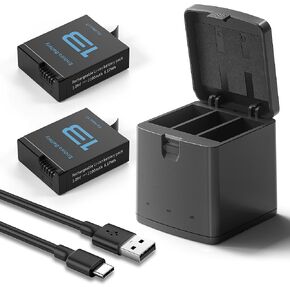 2 Packs Batteries 2100mAh Compatible with GoPro Hero 13 Black Camera with Triple Slot Battery Charging Station