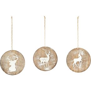 DEMDACO Cozy Time Natural Brown and White 4 x 4 Inch Mango Wood Rustic, Handmade, Distressed, Festive Holiday Décor, Engraved, Decoration Christmas Tree Hanging Ornament, Snowflake in Kuwait