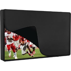 Outdoor Waterproof and Weatherproof TV Cover 65 Inch with Zipper, 65 Inch Outdoor Flat Panel TV Cover, Black Thick Fabric All Around Protector