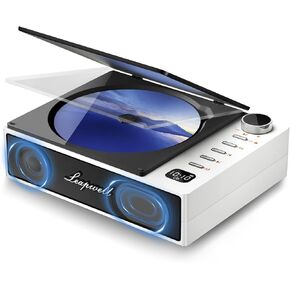 CD Player Portable, Leapwell Portable CD Player with Speakers Bluetooth Rechargeable, Small Compact Retro CD Players for Home, Personal Desktop CD Player with USB White