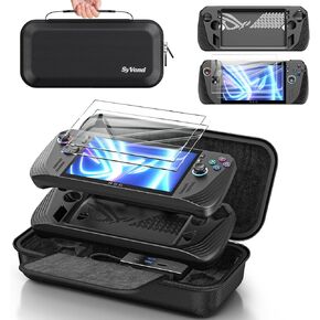 Carrying Case 3 in 1 Accessories Set Compatible with ROG Ally X, included EVA Carrying Case, Soft Silicone Protective Cover und 2 Pack Screen Protector, Portable and Easy to Carry