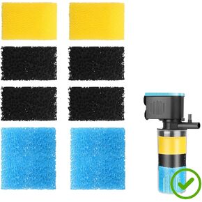 Aquarium Filter 3-Stage in-Tank Filter Internal Fish Tank Filter Power Filter Fish Filter for 10-40 Gallon Fish Tanks Also as a Turtle Tank Filter, with Dual Water Outlet & Aeration