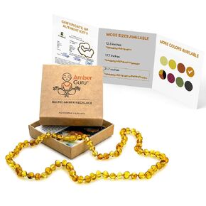 Baltic Amber Necklace for Women and Men (Authentic, Certified) - 21.7 inches, Honey (Polished) - Unisex Amber Jewelry for Adults - Amber Bead Necklace by Amber Guru