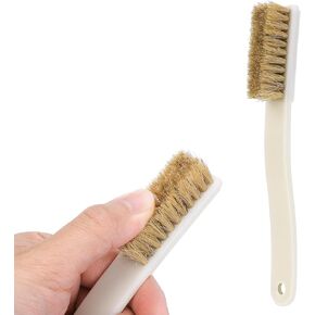 Grevosea Climbing and Bouldering Brush, Firm Rock Climbing Brush with 4 Rows Thick Boar's Hair Bristles and Long Handle Bouldering Chalk Brush for Indoor or Outdoor Holds and Chalk