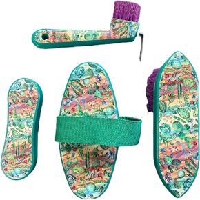 Printed 4 Piece Grooming Brush Set with Hoof Pick