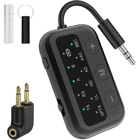 1Mii Bluetooth Airplane Adapter for up 2 Headphones,AptX Adaptive/Low Latency/HD Audio,Plane Travel Essentials,Bluetooth Wireless Audio Transmitter Receiver for Airplane,TV,Car,PC,Gym