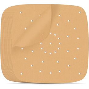 Air Fryer Parchment Paper Liners, 100 Pcs 9 Inch Square Air Fryer Liners, Unbleached Perforated Parchment Paper Sheets for Baking, Parchment Paper for Air Fryer and Bamboo Steaming Basket