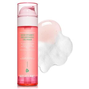 [K-Beauty] Rose Vitamin Oil to Foam | Daily Face Wash Oil Based Cleanser | Korean Rose Oil Foaming Face Cleanser | Hydrating Facial Cleanser for Dry Sensitive Skin (3.88 oz)