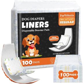 Dog Diaper Liners for Male and Female Dogs(100ct), Super Absorbent Disposable Doggie Period Booster Dog Diaper Inserts fit Most Reusable and Washable Pet Belly Band and Wraps