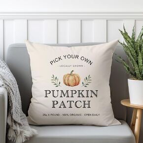 Pumpkin Patch Fall Pillow Cover, Fall Decor, Fall Pillow Cover, Autumn Pillow Cover, Pumpkin Pillow Case, Autumn Decor, Farmhouse Decor, Halloween Pillow (18x18 inches Without Insert)