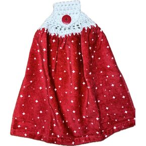Christmas Handmade Crochet Kitchen Towel, 100% Cotton, Highly Absorbent Terry Cloth, Ideal for Kitchen, Bathroom, and Laundry Room. (CANDY STRIPES - JOY)