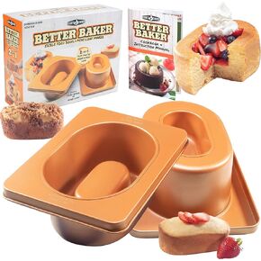 Cook's Choice 2-In-1 Better Baker Edible Food Bowl & Muffin Maker w Recipe Cookbook- Two 5" Bowls or Cupcakes- Double-Sided Stainless Steel Non-Stick Pan- Make Tasty Thanksgiving Appetizers & Desserts