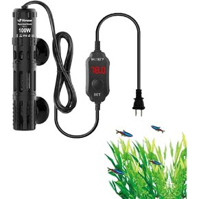 Fish Tank Heater with LED Digital Display Thermostat, Submersible Aquarium Heater with Protective Housing, 100W Adjustable Fish Heater for 10-20 Gallon Tanks