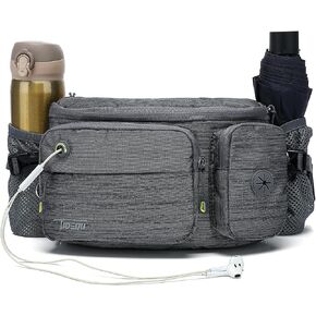TUDEQU Fanny Pack for Men with Water Bottle Holders, Black Fanny Pack, Waist Bag for Men, Fanny Pack Men