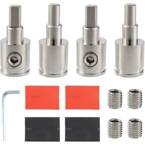 BOJACK Amp Input Reducer 0 Gauge to 4 Gauge Wire Car Stereo Power/Ground GA adapters with Hex Screw Clamp Includes Extra Screws, Heat Shrink Tubes and Hex Tool for Car Audio Systems(4 Pcs)