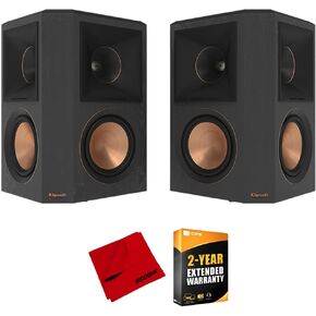مكبر صوت Klipsch 1070020 RP-502S II صوت محيطي فائق مع صوتيات محسنة - خشب الأبنوس، حزمة زوجية مع حزمة حماية محسنة CPS لمدة عامين وقطعة قماش تنظيف من الألياف الدقيقة مقاس 6 × 6 بوصة in Kuwait