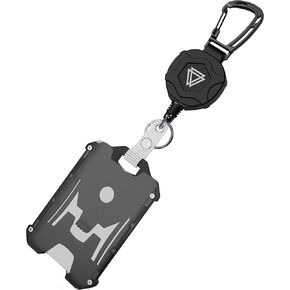 2-Pack Retractable Keychain,Tactical ID Badge Holder Reel,Heavy Duty Carabiner Badge Holder, 31.5'' Steel Retractable Cord