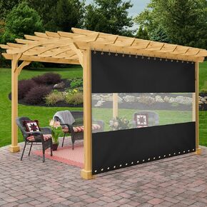 Covers & All Outdoor Clear Panel Curtain, 12 oz Vinyl Outdor Curtains for Patio, Waterproof & Weather Resistant Tarp with Brass Grommets for Pergola, Porch, Gazebos, Balcony (8’ H x 8’ W Feet, Black)